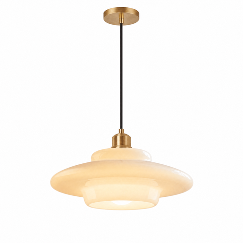 Elsie milk glass pendant on white background