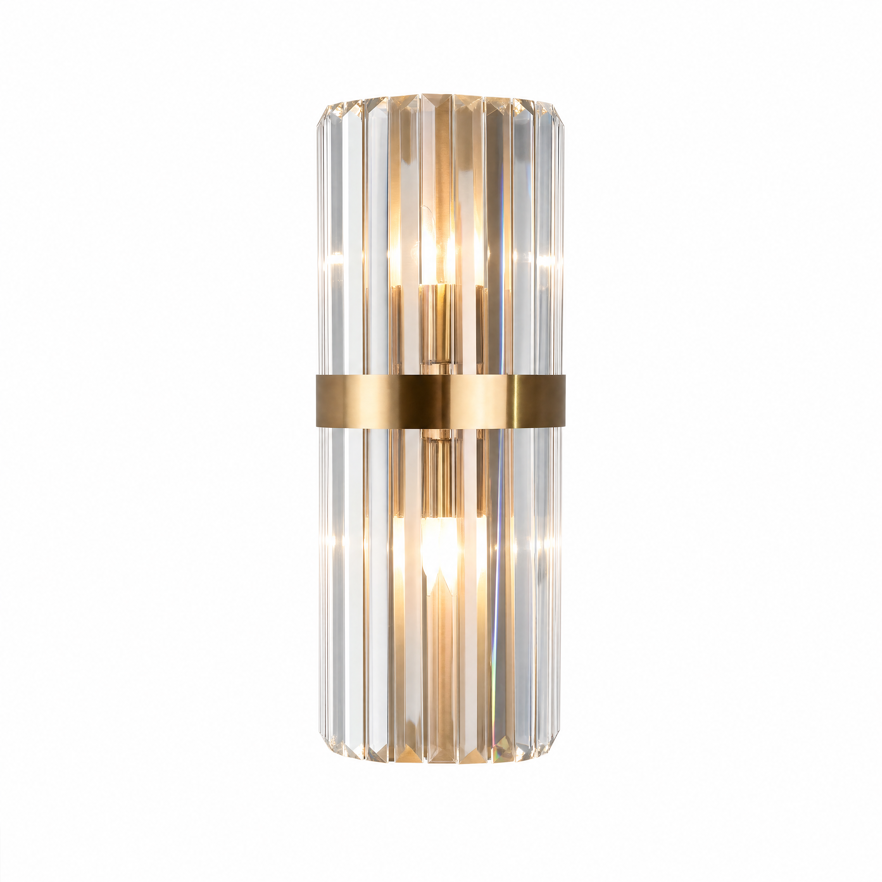 Lucent Crystal Prism Stainless Steel Wall Sconce for Living Rooms and Hallways