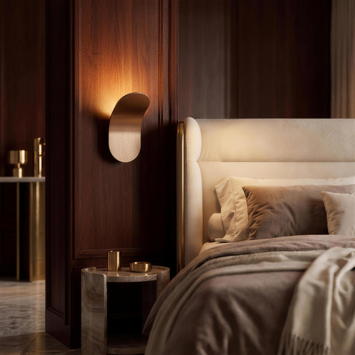 Arlo curved LED wall light in a luxury home interior